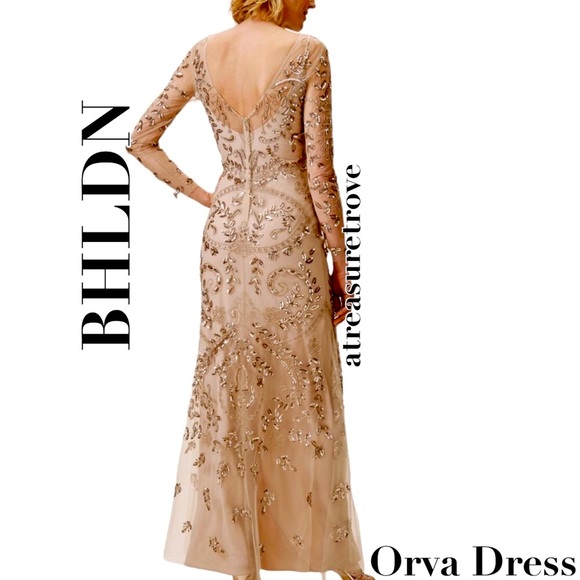 New BHLDN Orva 0 2 8 10 Gold Embellished Maxi MOB / MOG Wedding Gown - Picture 6 of 7